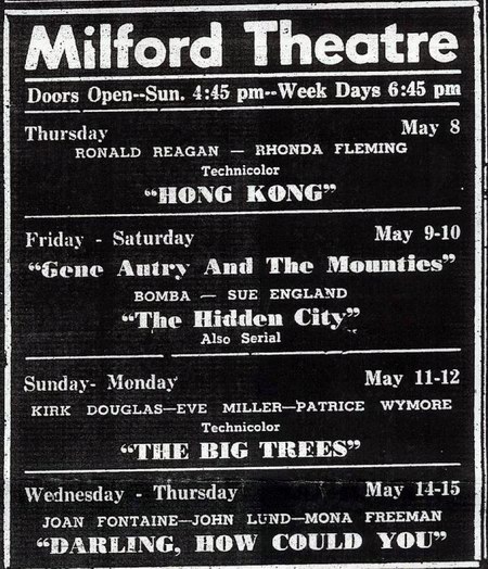 Milford Theatre - Old Ad (newer photo)